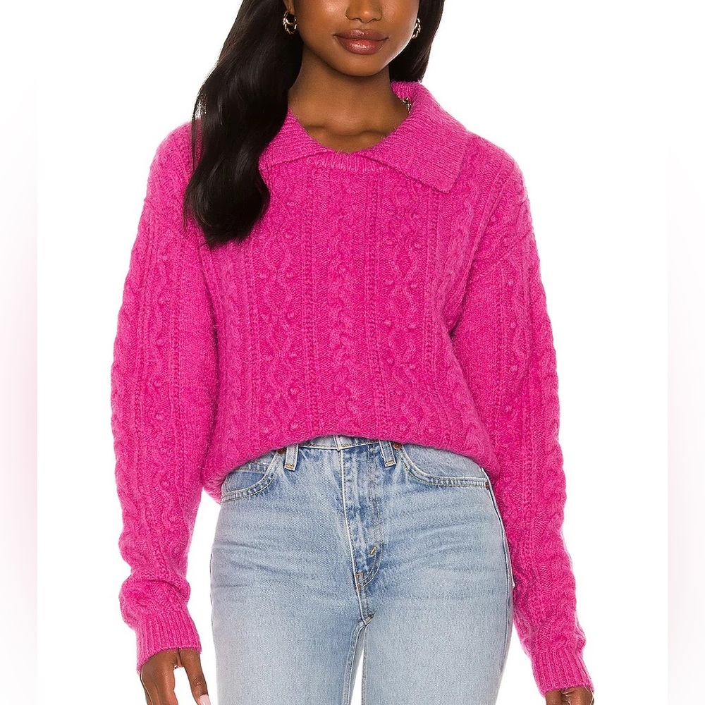 Free People Every Cloud Pullover in Fuchsia Fizz